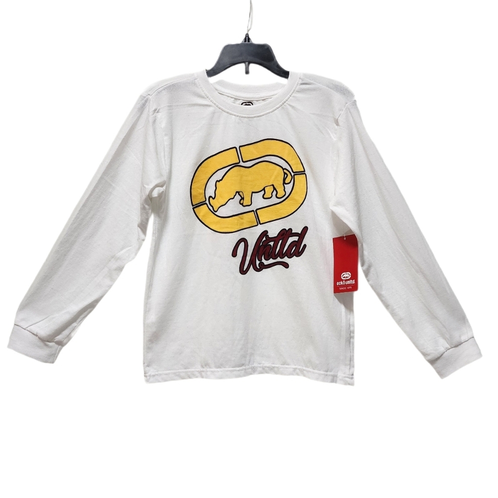 Ecko Unltd Big Boys Long Sleeve Graphic T-shirt Logo Rhino Color White 10-12